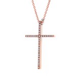 Γυναικείος Σταυρός Με αλυσίδα , Χρυσός 18κ Με Διαμάντια